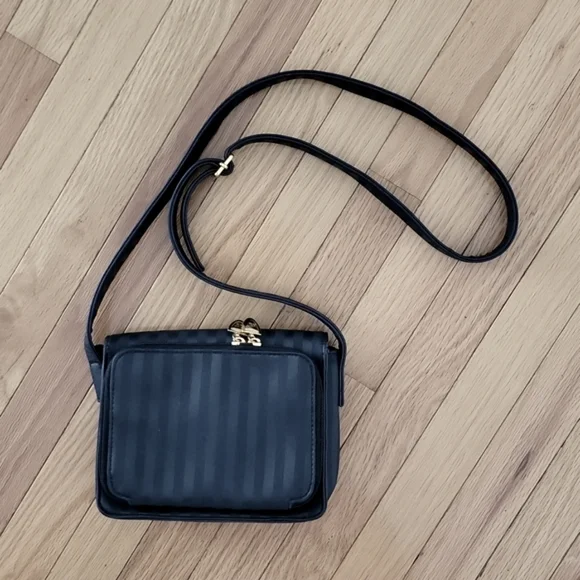 NINE West Navy Two Toned Striped Crossbody - Picture 2 of 9